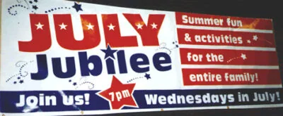 July Jubilee event banner, printed and hung